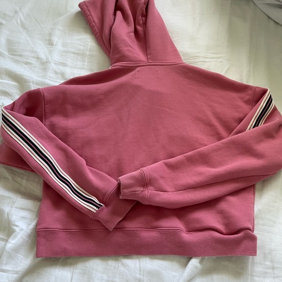 TNA pink cropped hoodie with stripes on the sleeve - Picture 6 of 6